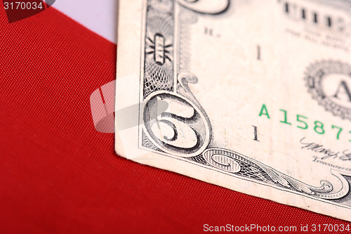 Image of dollars on american flag
