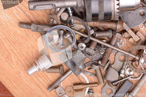 Image of Different screws and other parts, close up