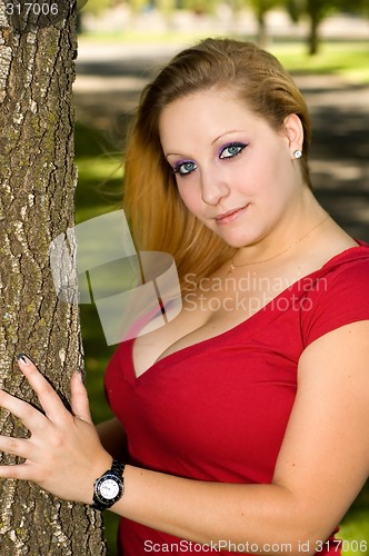 Image of Woman in Red Shirt