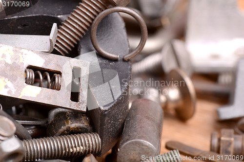 Image of Different screws and other parts, close up