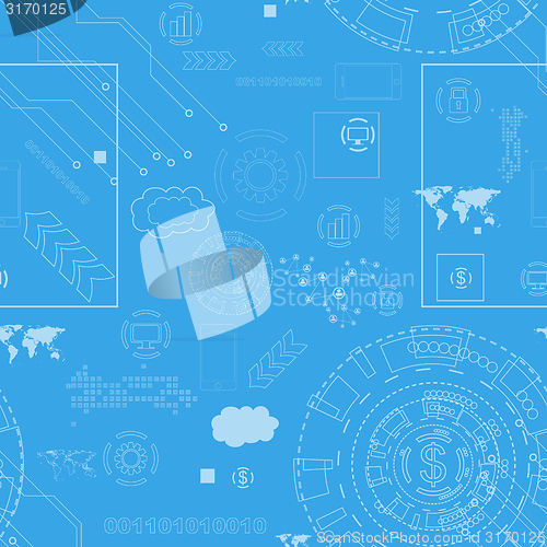 Image of Tech engineering seamless drawing background
