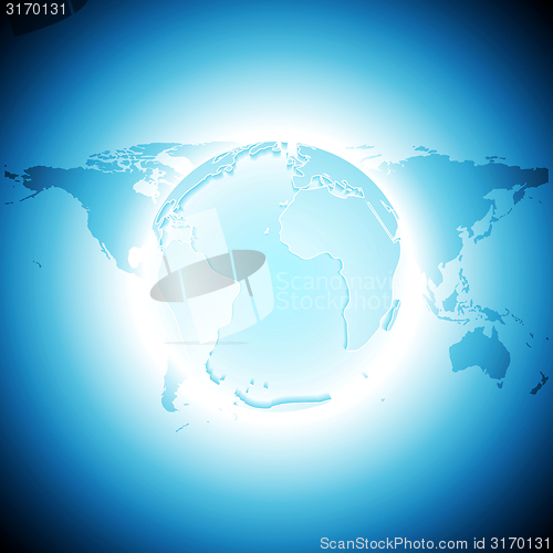 Image of Tech background with map and globe
