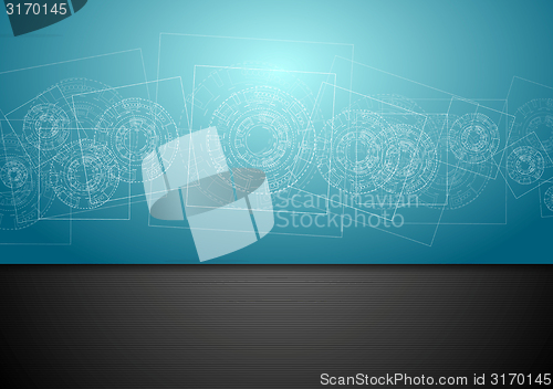 Image of Abstract blue tech engineering background