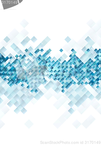 Image of Blue tech squares on white background