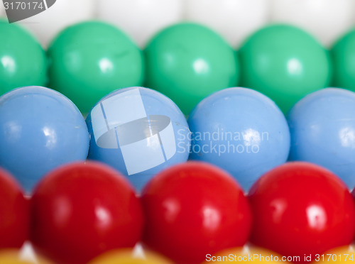 Image of Close up of an old colorful abacus, selective focus