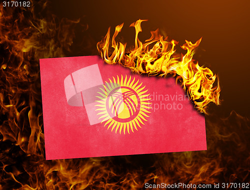 Image of Flag burning - Kyrgyzstan