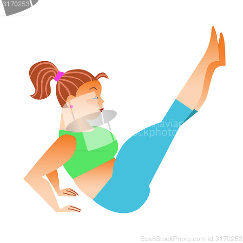 Image of Normal a little fat woman doing yoga