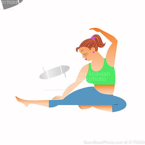 Image of Normal a little fat woman doing yoga