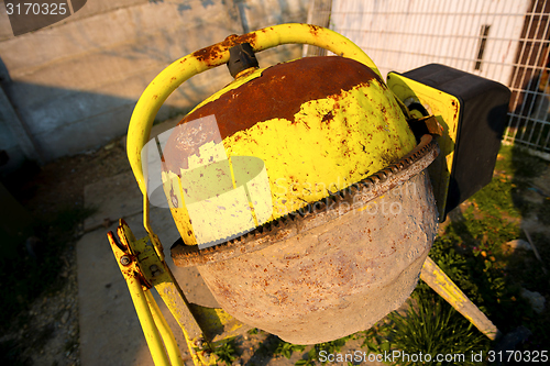 Image of Cement mixer at a construction site