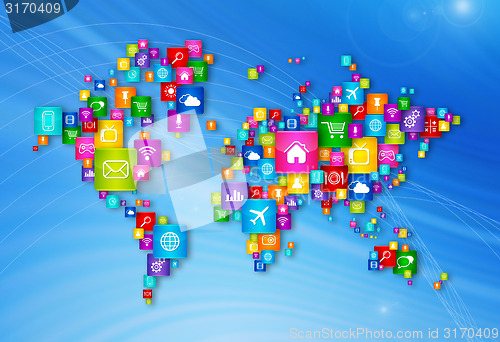 Image of World Map Flying Desktop Icons collection