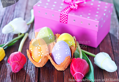 Image of easter eggs and flowers