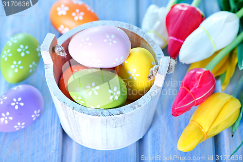 Image of easter eggs and flowers