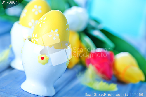 Image of easter eggs and flowers