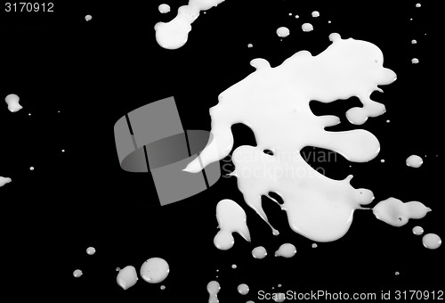 Image of Blots from milk on black background