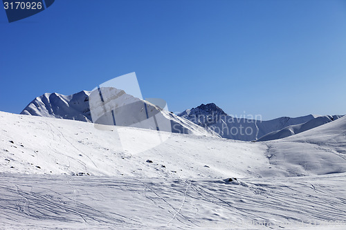 Image of Off piste slope at nice sunny morning