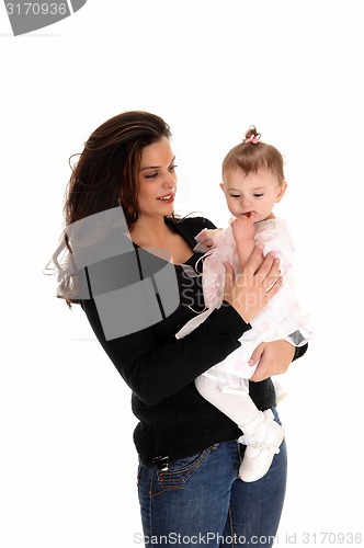 Image of Mother loving her little baby.