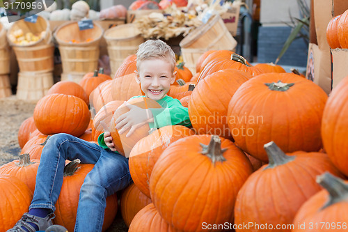 Image of kid at pumpkin patch