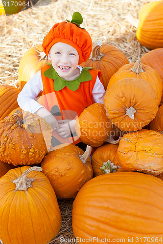 Image of kid at pumpkin patch