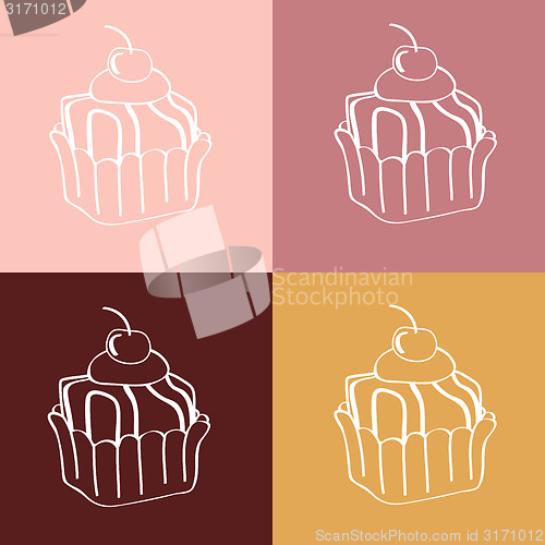 Image of Cupcakes Seamless linear pattern