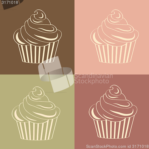 Image of Cupcakes Seamless linear pattern