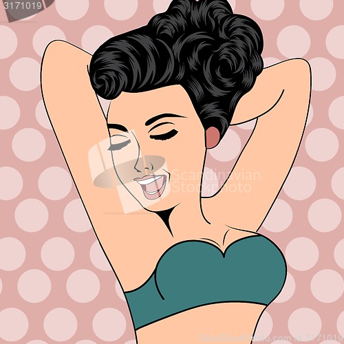 Image of sexy horny woman in comic style, xxx illustration