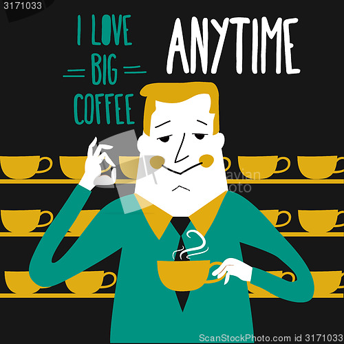 Image of Coffee break, businessman drinking  coffee