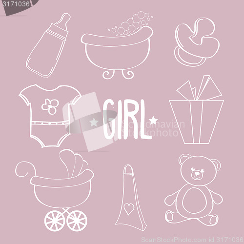 Image of Linear baby girl items set