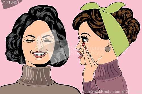 Image of pop art retro women in comics style that gossip