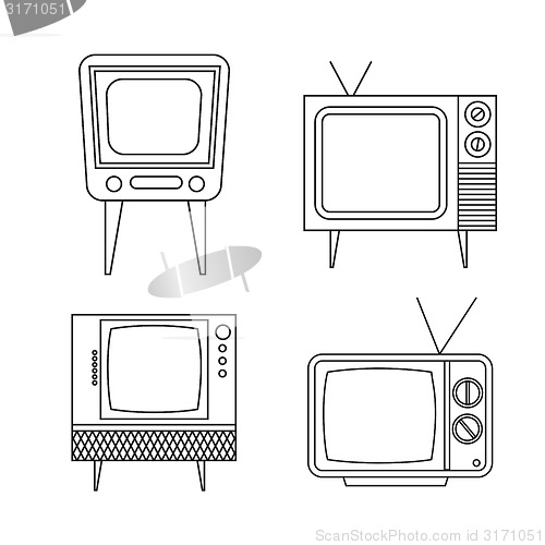 Image of retro tv items set on white background