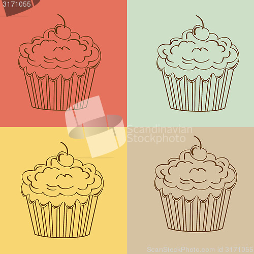 Image of Cupcakes Seamless linear pattern
