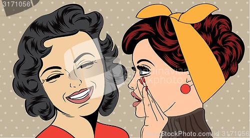 Image of pop art retro women in comics style that gossip