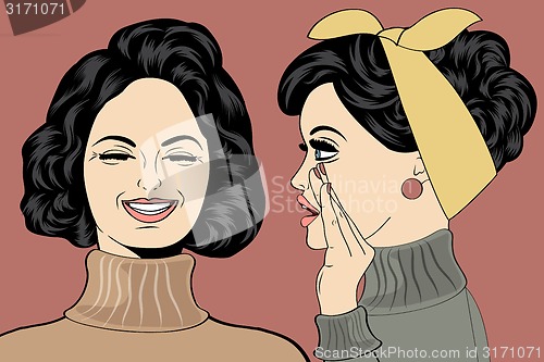 Image of pop art retro women in comics style that gossip