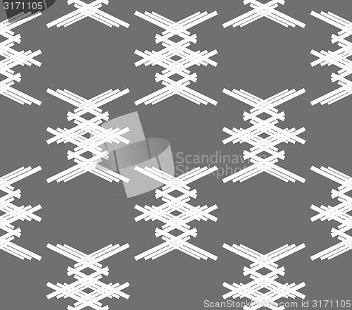 Image of Monochrome pattern with white crossed shapes on gray