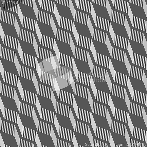 Image of Monochrome pattern with gray striped diagonal braids with shades