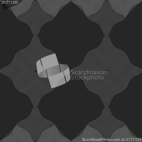 Image of Monochrome pattern with wavy guilloche squares