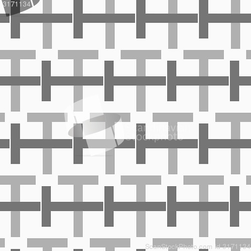 Image of Monochrome pattern with black and gray intersecting t shapes