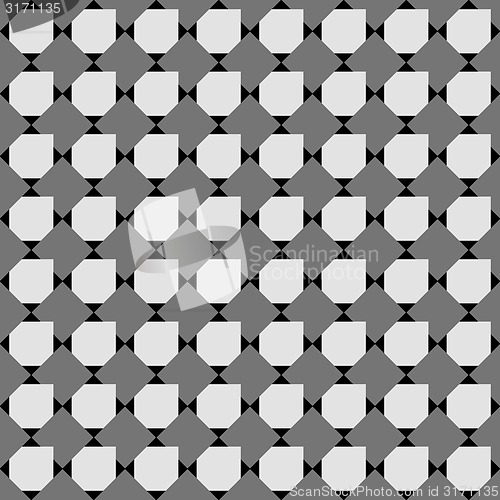 Image of Monochrome pattern with black and gray overlapping squares on bl