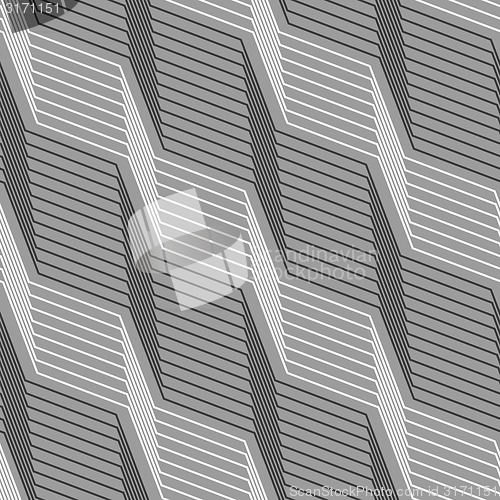 Image of Monochrome pattern with light and dark gray striped diagonal bra