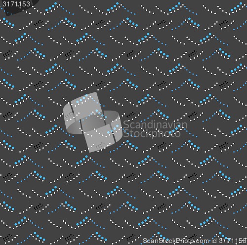 Image of Colored geometrical pattern with blue dotted waves