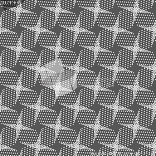 Image of Monochrome pattern with light gray intersecting thin lines formi
