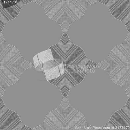 Image of Monochrome pattern with gray wavy guilloche squares