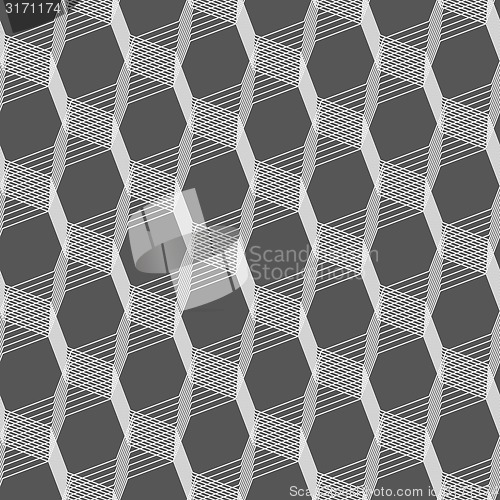 Image of Monochrome pattern with light gray intersecting thin lines on gr