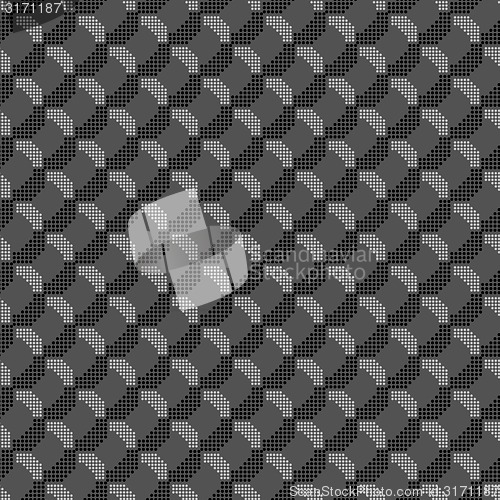 Image of Monochrome pattern with black and gray dotted shapes forming cro