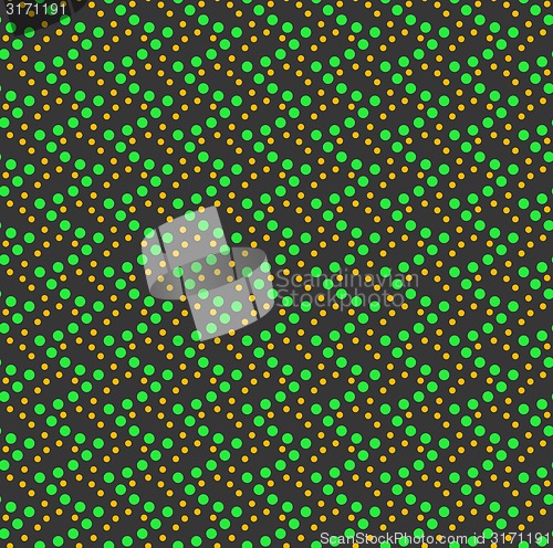 Image of Colored geometrical pattern with green and orange vertical dotte