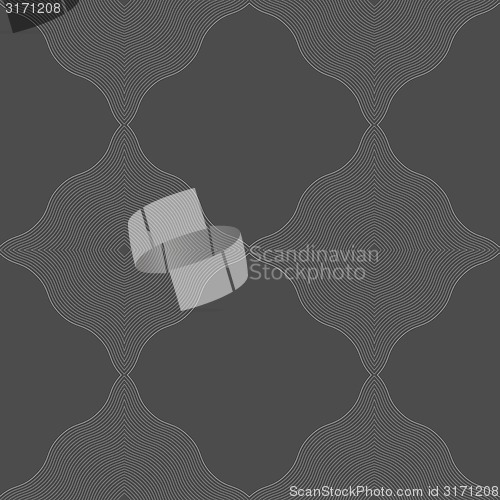 Image of Monochrome pattern with black wavy guilloche squares