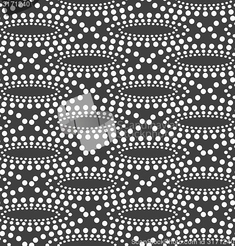 Image of Monochrome pattern with white dotted concentric ovals and dotted