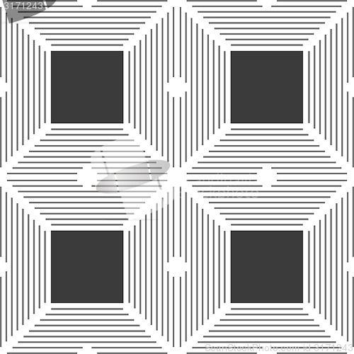 Image of Monochrome pattern with thin gray intersecting lines and black s
