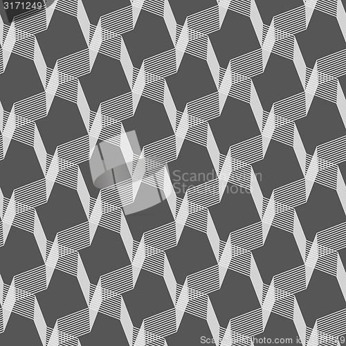 Image of Monochrome pattern with gray intersecting thin lines on gray