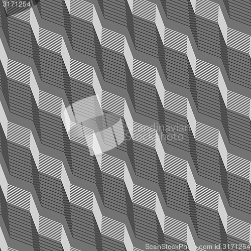 Image of Monochrome pattern with black and gray striped diagonal braids w