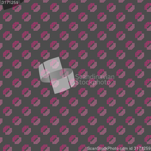 Image of Colored geometrical pattern with pink dotted lips